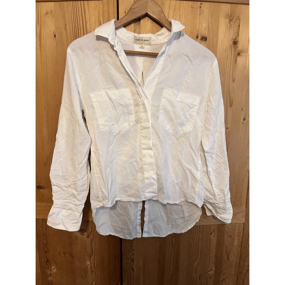 Anthropologie Cloth & Stone White Button Up Long Sleeve Blouse Size XS